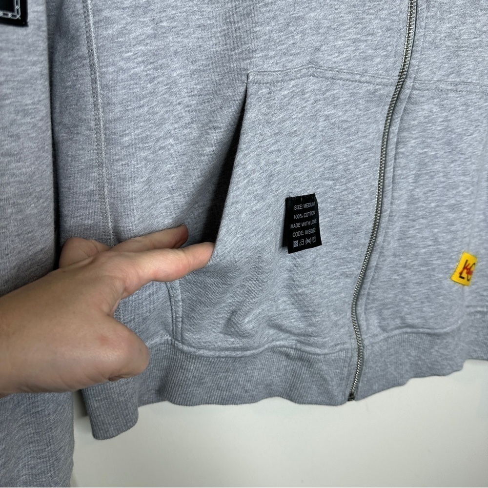 Love Moschino Mens Patches Zipper Hoodie Grey XXL - Picture 4 of 9